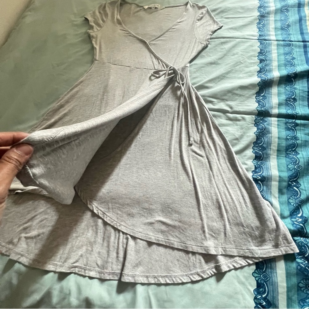 Brave Soul Light Gray High Low Wrap Dress - Picture 4 of 13